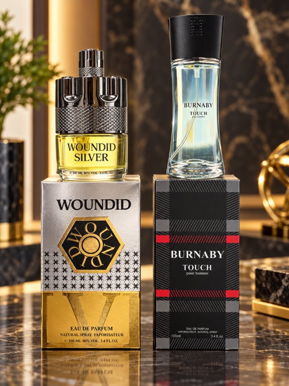 Woundid Silver & Burnaby Touch Men’s EDP 3.4 oz / 100 ml Each – Set of 2
